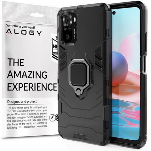 Alogy Stand Ring Armor Hülle Für Xiaomi Redmi Note 10/10s Schwarz