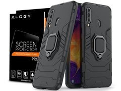 Alogy Stand Ring Armor Case Für Samsung Galaxy A60/m40 Schwarz + Alogy Glas