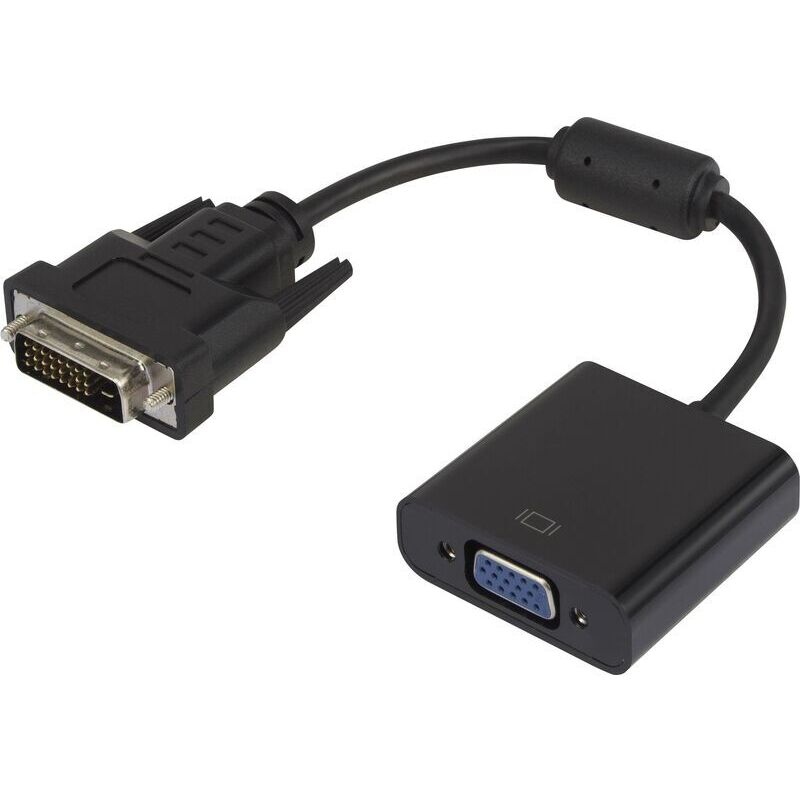 Schwarzer Dvi-zu-vga-adapter – Rf-3301134, 15 Cm, Ferritkern Und Goldkontakte, Kompatibel Mit Pcs Und Professionellen Monitoren
