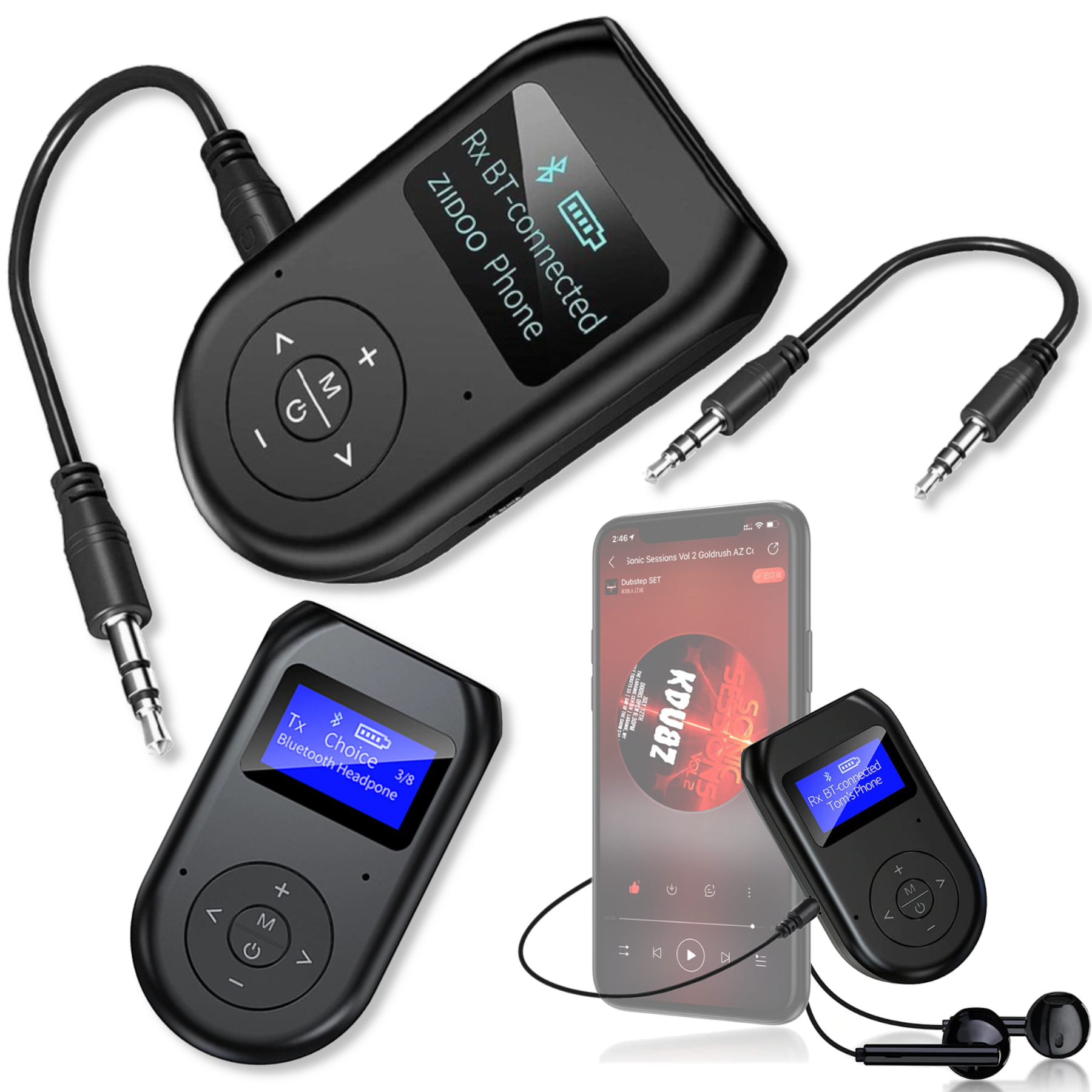 Bluetooth 5.0 Sender-empfänger-set Mit Aux- Und Rca-anschlüssen Für Freisprecheinrichtung