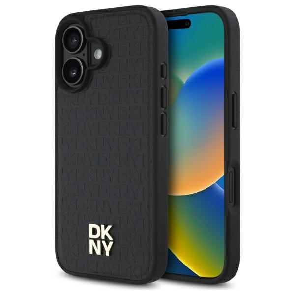 Dkny Dkhmp16spshrpsk Iphone 16 6,1" Hartschalenetui, Schwarz/schwarz, Sich Wiederholendes Muster, Stack-logo, Magsafe