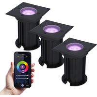 1 Quadratischer Led-bodeneinbaustrahler, Rgbww, Wlan, Bluetooth, Ip67, Für Den Außenbereich Und Gartenwege