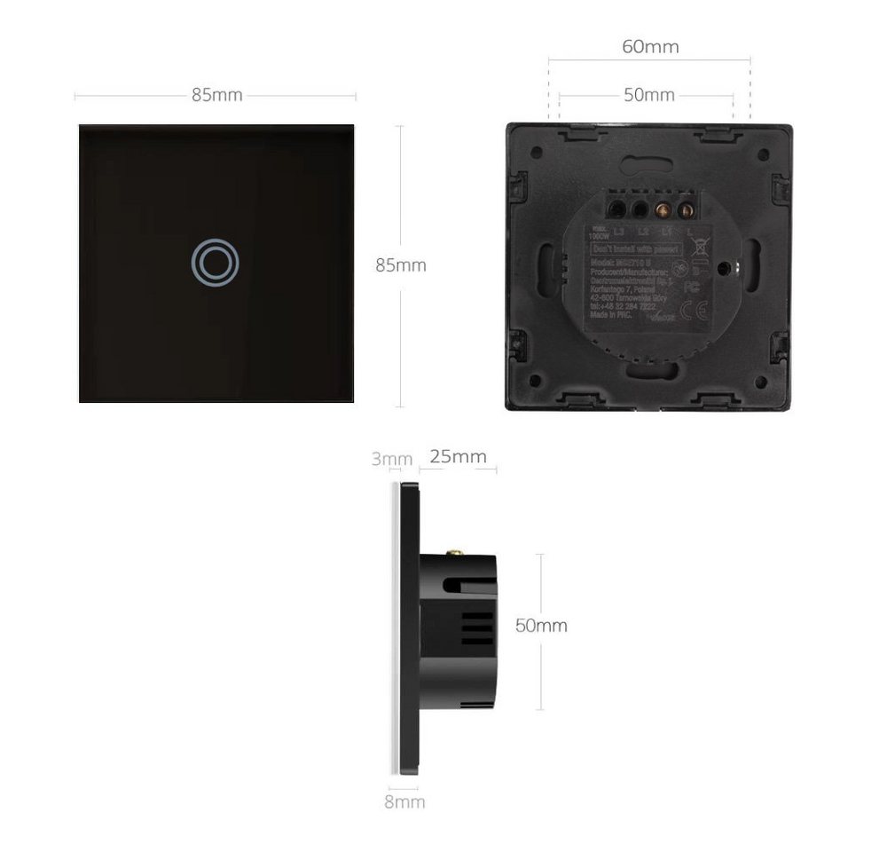 Schalter Mac-lean Mce710b Touch Led Wasserdicht 1000 W Bild 3