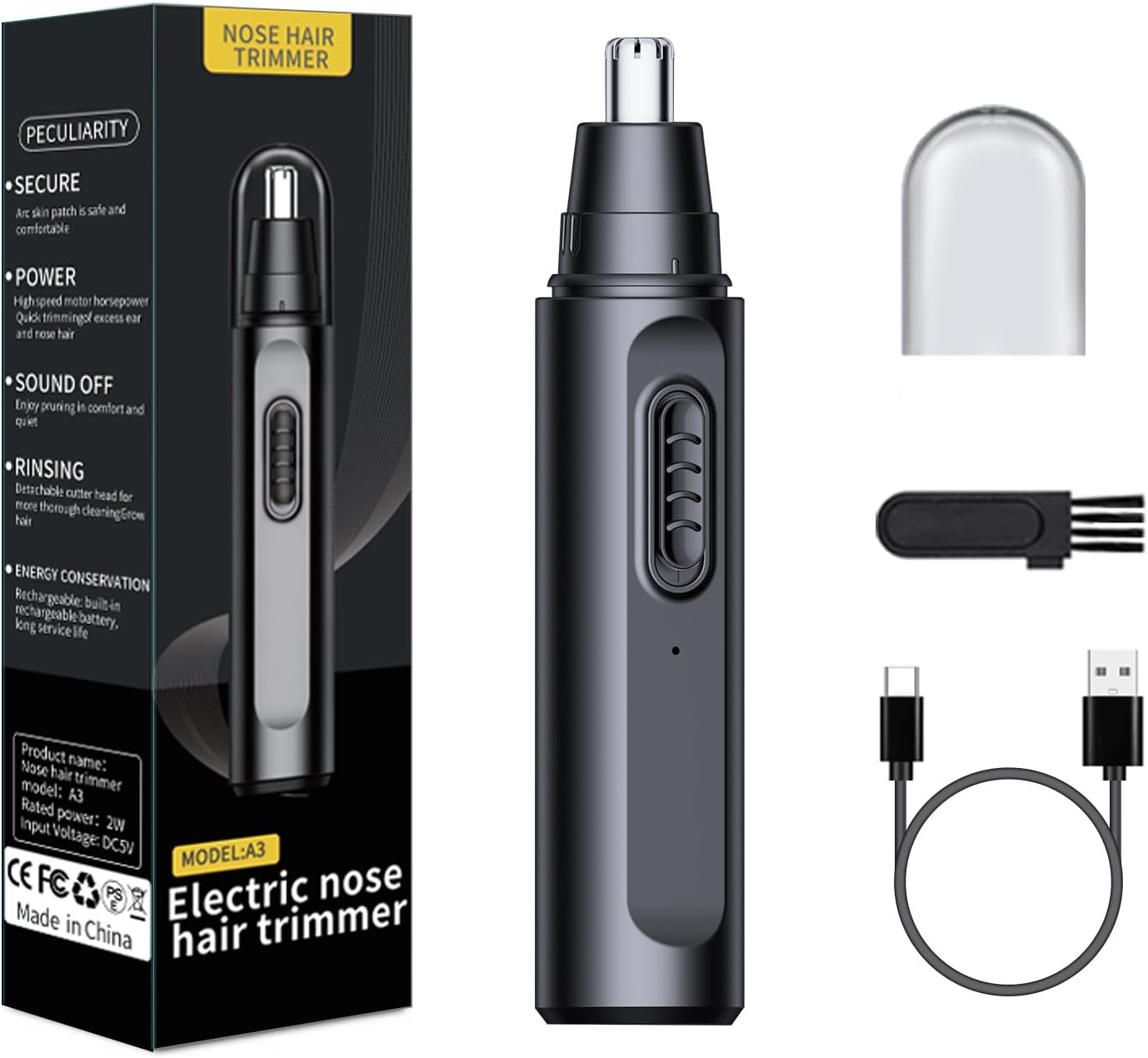 Nasenhaarschneider Für Männer Und Frauen, Per Usb Wiederaufladbarer Elektrischer Nasen- Und Ohrhaarschneider, Professionelle, Wasserdichte Ipx7-doppelklingen Für Einfache Reinigung.