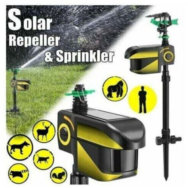 Répulsif Solaire À Eau Pour Animaux – Détection De Mouvement Infrarouge – Jet D'Eau Automatique – Couverture 90 M² – Poids 500 G