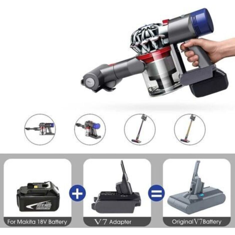 Adaptateur De Batterie Lithium 18v Pour Aspirateurs Dyson V7 – Compatible Avec Batteries Makita – Remplace Batterie D'Origine