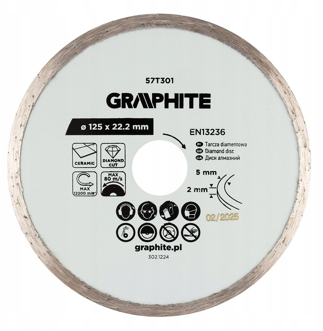 Diamantscheibe Graphite 57t301 125 Mm Nassschnitt