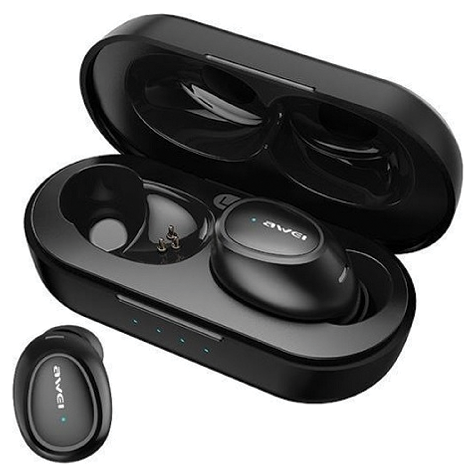 Awei Bluetooth 5.0 T16 Tws Kopfhörer + Dockingstation, Schwarz/schwarz