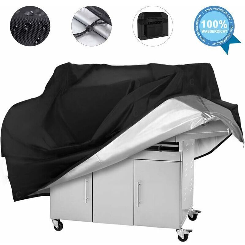 Schutzhülle Für Grill – Wasserdicht, 145 X 61 X 117 Cm, Schwarz, Aus Pvc-beschichtetem Polyester