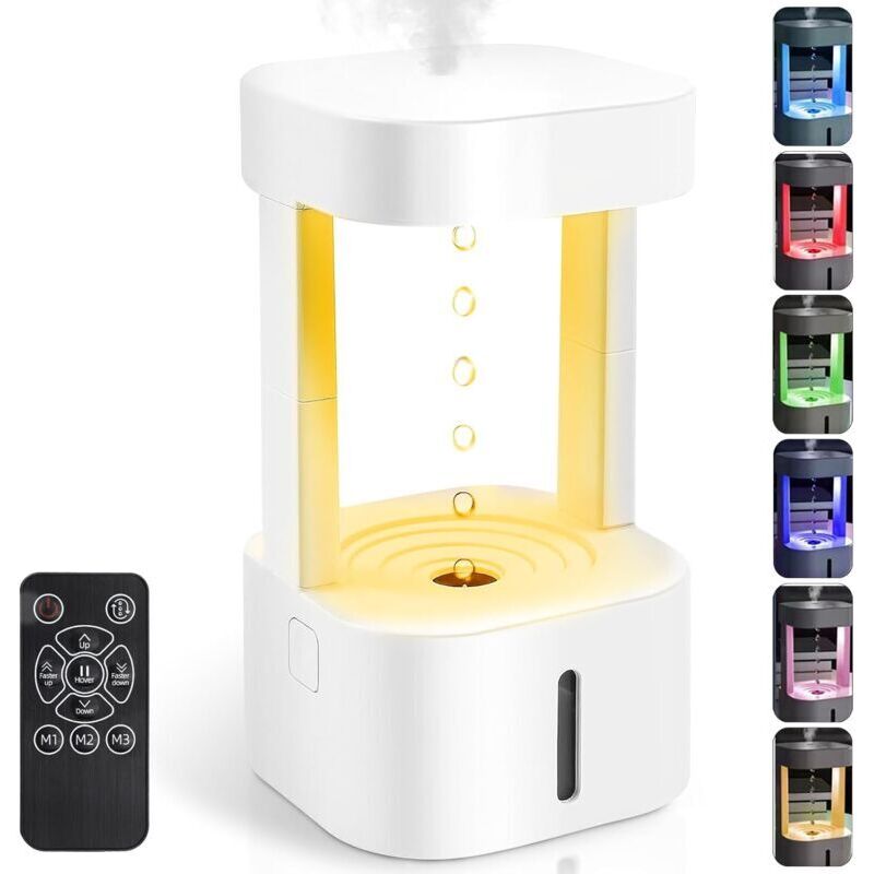 Tragbarer Ultraschall-luftbefeuchter (580 Ml) Mit Anti-schwerkraft-effekt Und Led-beleuchtung – Modernes Tropfendesign, Usb-aufladbar