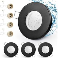 4x Led-einbaustrahler Ip65, 68 Mm Flacher Rahmen Für Gu10-leuchtmittel, Badezimmer- Und Außenstrahler