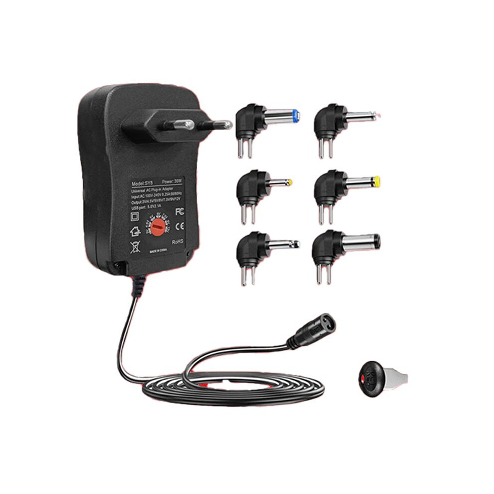 Einstellbares Ac-adapter 4.5v/5v/6v/7.5v/9v/12v 2a/2.5a Universal-usb-ladegerät Mit Netzschalter Eu-stecker