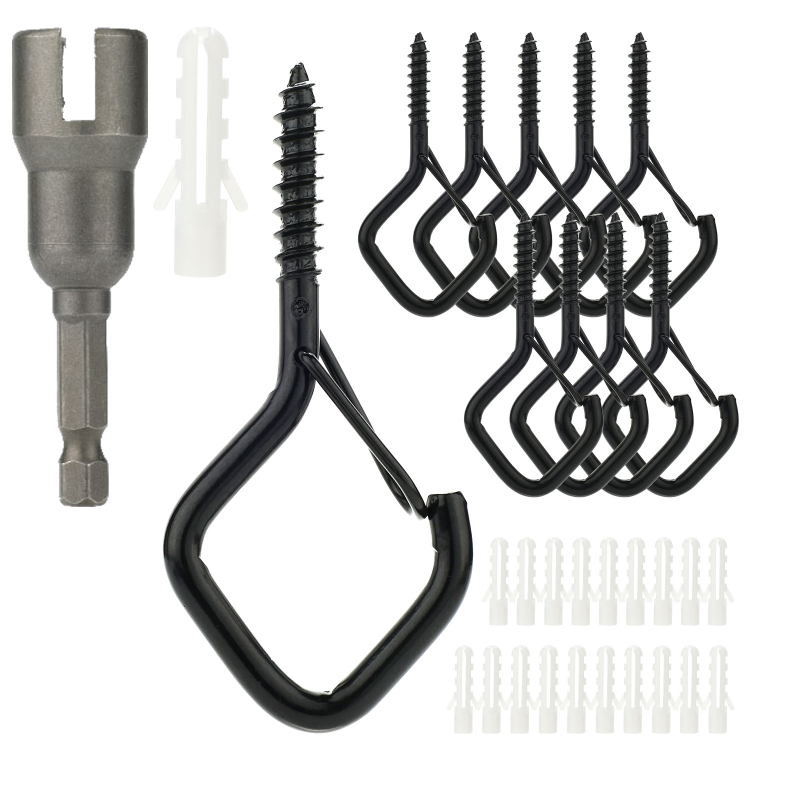 10er-pack Windfeste Girlanden-pflanzenaufhängerhaken Mit Ring Für Kränze, Pflanzen Und Dekorationen, Schwarz.