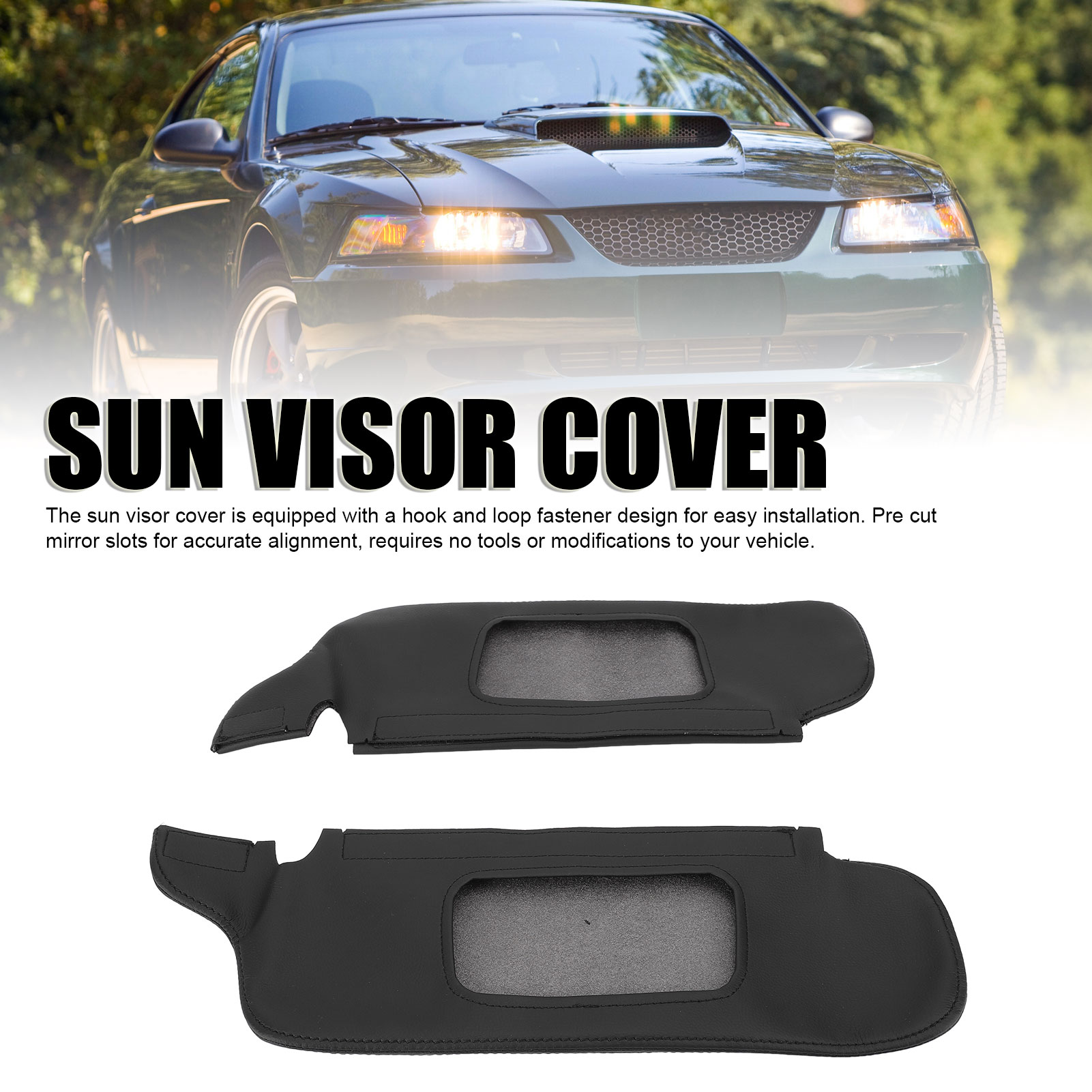Sonnenschutzblenden Für Mustang 1994–2004 – 2 Pu-bezüge, Schwarz