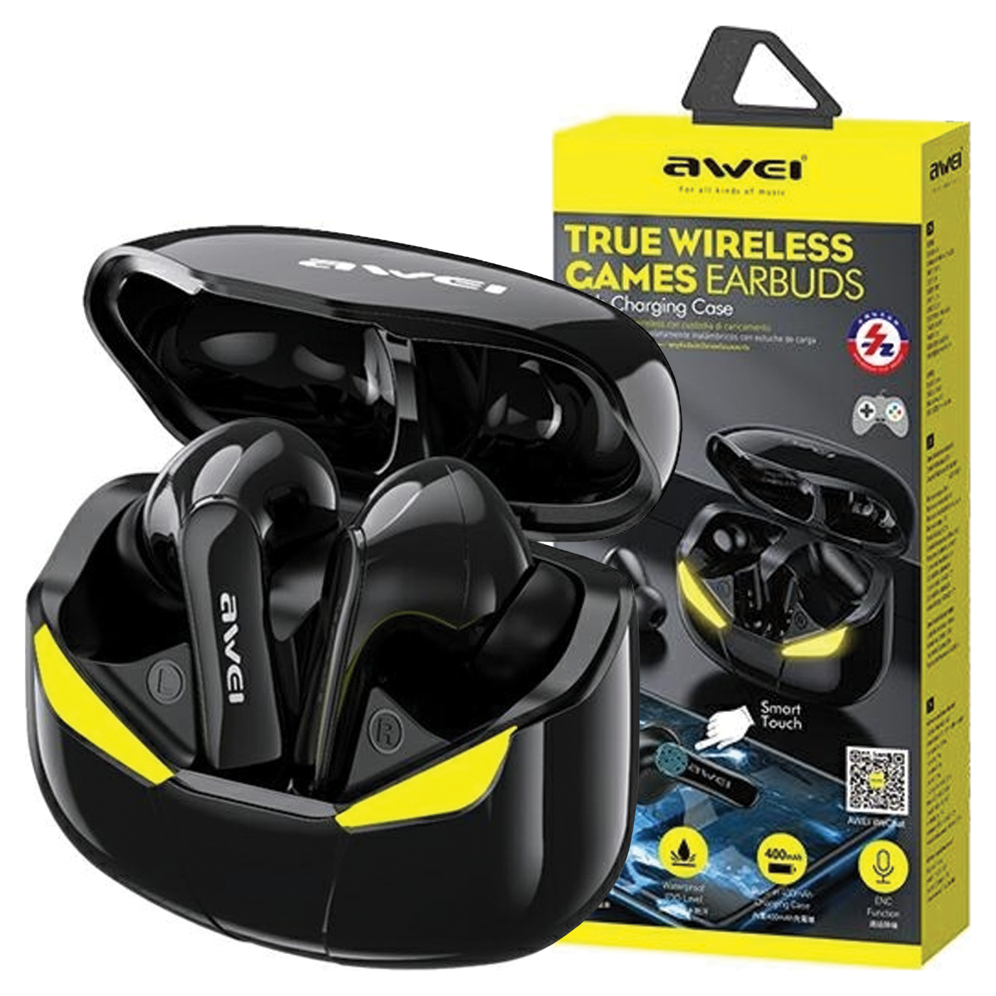 Awei Bluetooth 5.0 T35 Tws Kopfhörer + Dockingstation Gaming Schwarz/schwarz