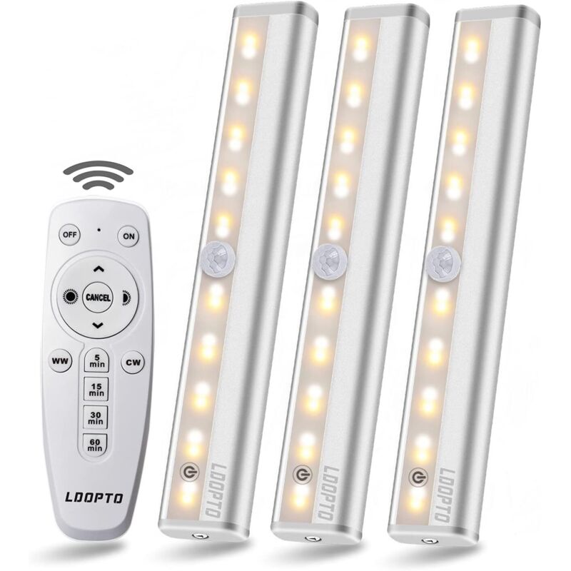 3-teilige Kabellose Led-leuchte Mit Fernbedienung – Ideal Für Schlafzimmer, Kleiderschrank Oder Vitrine, Kabellose Installation