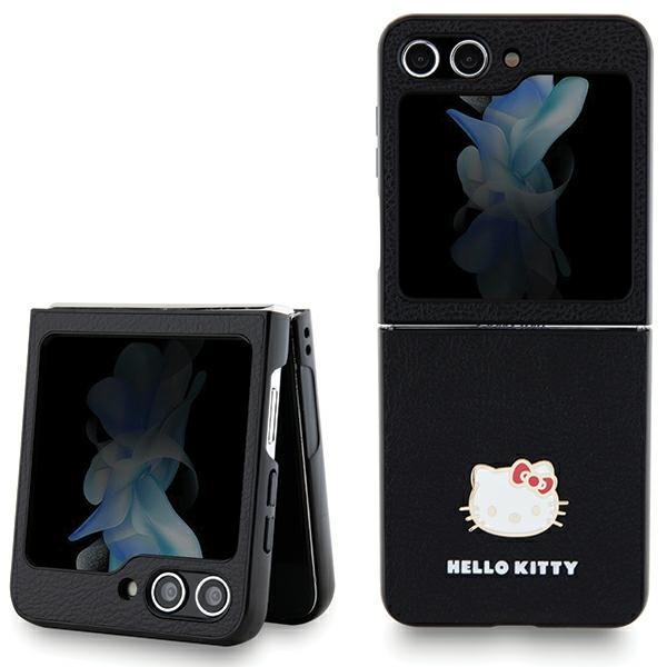 Hello Kitty Hkhczf5pghdlmk Z Flip5 F731 Schwarz/schwarzes Hartschalenetui Mit Metalllogo Und Katzenkopf