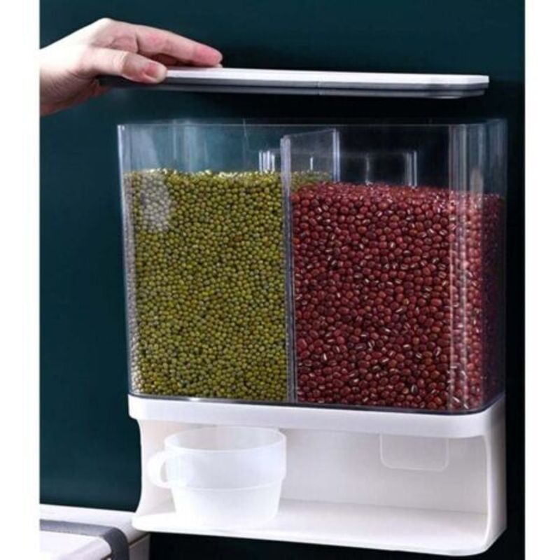 Wandmontierter Spender Für Trockenlebensmittel, Aus Transparentem Kunststoff Mit Auslaufsicherem Deckel – 3 L, Ideal Für Müsli, Reis, Süßigkeiten Und Kaffeebohnen