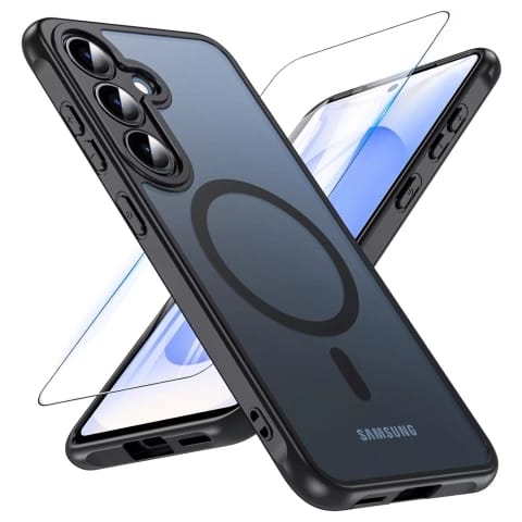 Samsung Galaxy S25 Hülle Alogy Matte Hybridmag™️ Hülle Für Magsafe, Mattschwarz + Glas
