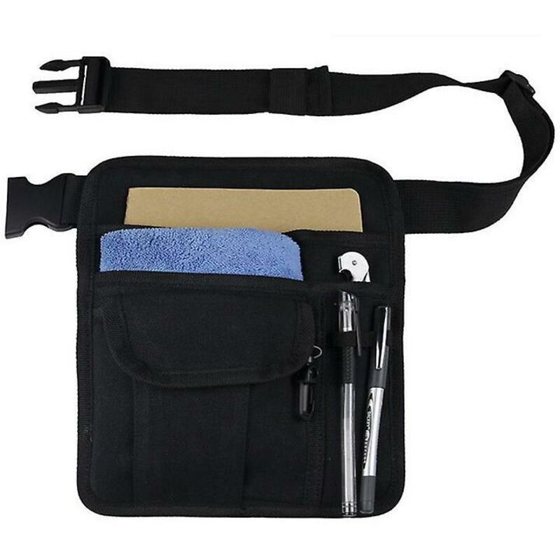 Kellnerschürze – Mehrzweck-gürteltasche Für Gästebuch, Tablet, Geld, Stifte Und Münzen Mit Rollen, Schwarz, 20,5 X 25,5 Cm