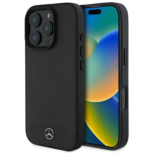 Mercedes Mehmp16x23rbark Iphone 16 Pro Max 6,9 Zoll Schwarze/schwarze Hartschalen-hülle Aus Strukturiertem Und Glattem Leder Mit Magsafe-funktion