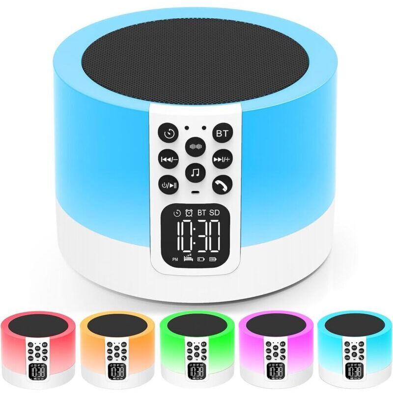 Bluetooth-lautsprecher Mit Lichtwecker Und Touch-nachttischlampe – 16 Beruhigende Klänge, Timer Und Integrierter Lautsprecher