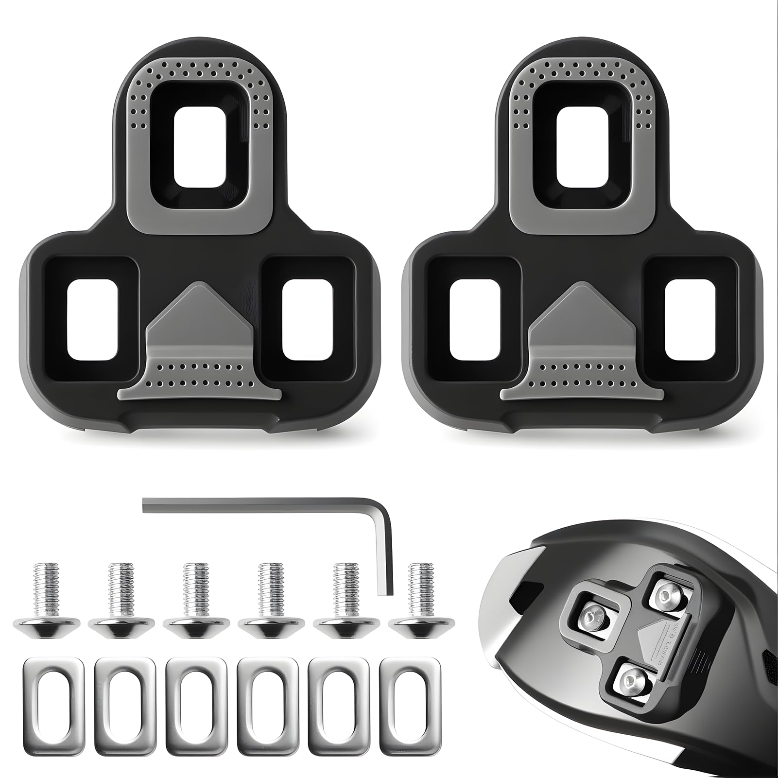 Kompatibel Mit Look Keo Pedalen, 3-loch Grip Blade 2 Max Carbon Cleats, Fahrradzubehör-set, Sicherer Sitz Und Flexibles Design Für Rennrad Und Mtb, Inkl. 6 Compa Pedalplatten