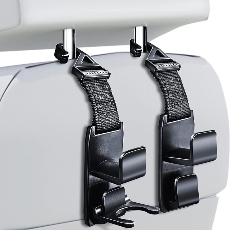 Magischer Auto-kopfstützenhaken – Set Mit 2 Schwarzen Sitzorganizern, Ideal Für Geldbörsen Und Accessoires