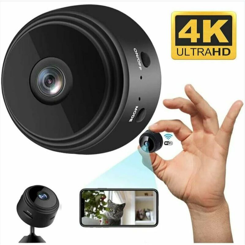 Mini-spionagekamera, Sicherheitskamera 4k Hd Wifi, Einstellbare Auflösung, Überwachungskamera Mit Nachtsicht Und Bewegungserkennung Für Versteckte Kamera Im Innen- Und Außenbereich (schwarz)