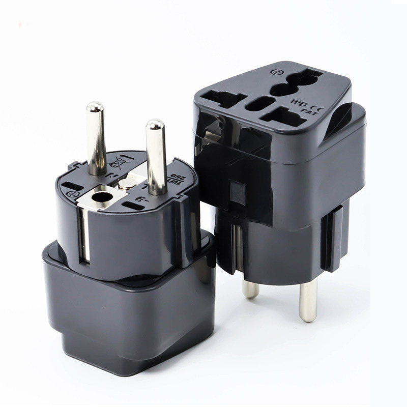 2er-pack Multifunktionale 16-a-reiseadapter, Kompatibel Mit Europäischen Standards, Geeignet Für Europa, Südkorea, Frankreich Und Weitere Länder, Schwarz
