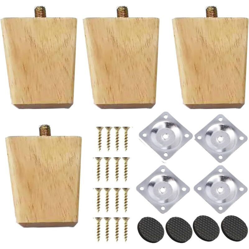 Möbelbeine Aus Massivholz – 4er-set Für Tisch, Sofa, Bett Oder Kleiderschrank – Modernes Und Stabiles Design – Höhe 15 Cm