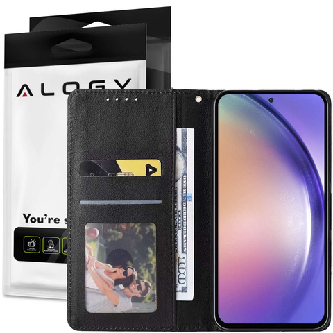 Alogy Brieftaschenhülle Aus Leder, Klappschutzhülle Für Samsung Galaxy A34 5g, Schwarz
