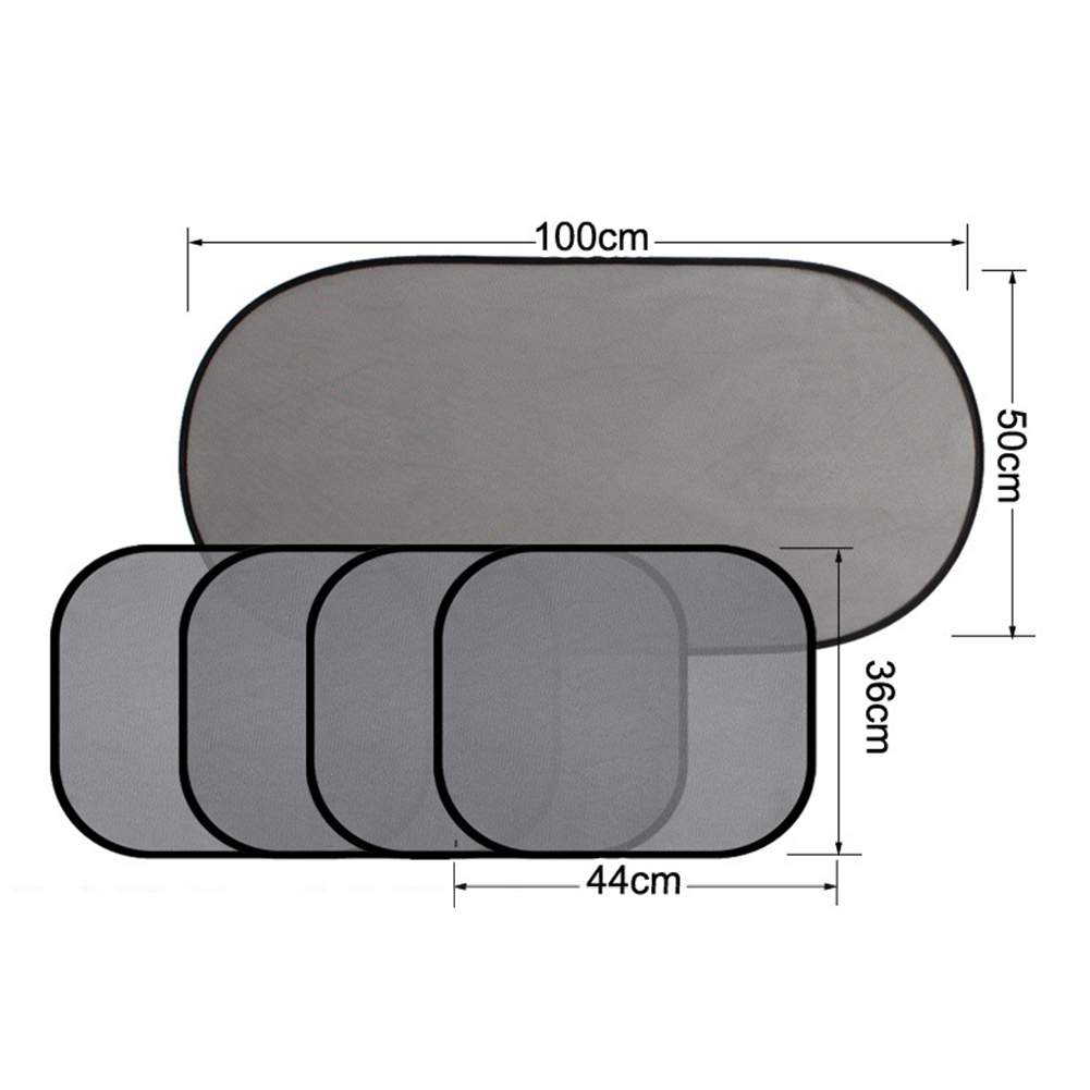 [auto-sonnenschutz] 5-teiliger Auto-sonnenschutz Aus Netzgewebe Mit Pvc-saugnäpfen (36 X 44 Cm, 50 X 100 Cm, Schwarz) Zum Schutz Der Fahrzeuginsassen
