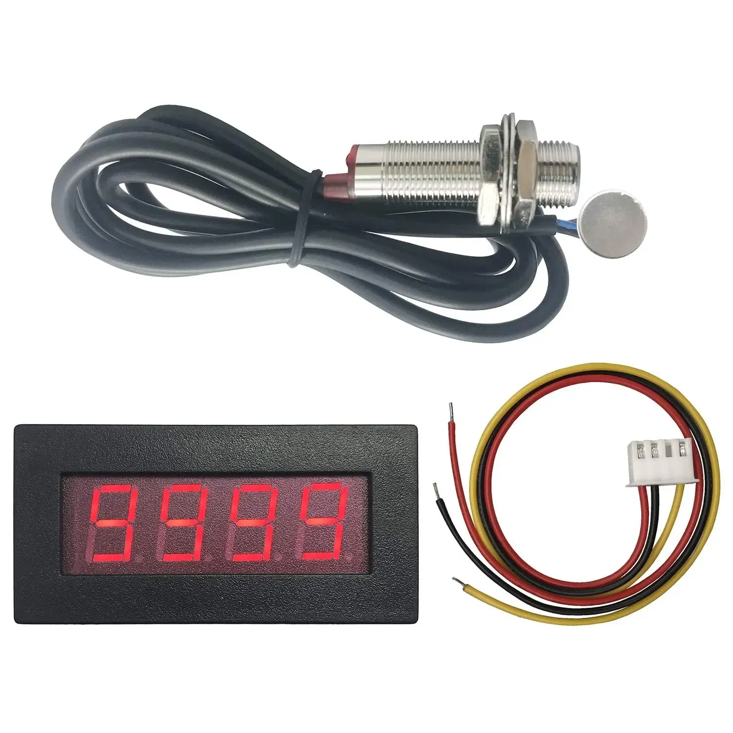 4-stelliger Grüner Led-drehzahlmesser (rpm) + Hall-effekt-näherungsschalter-magnetsensor (npn), Geeignet Für Drehmaschinenförderbänder.