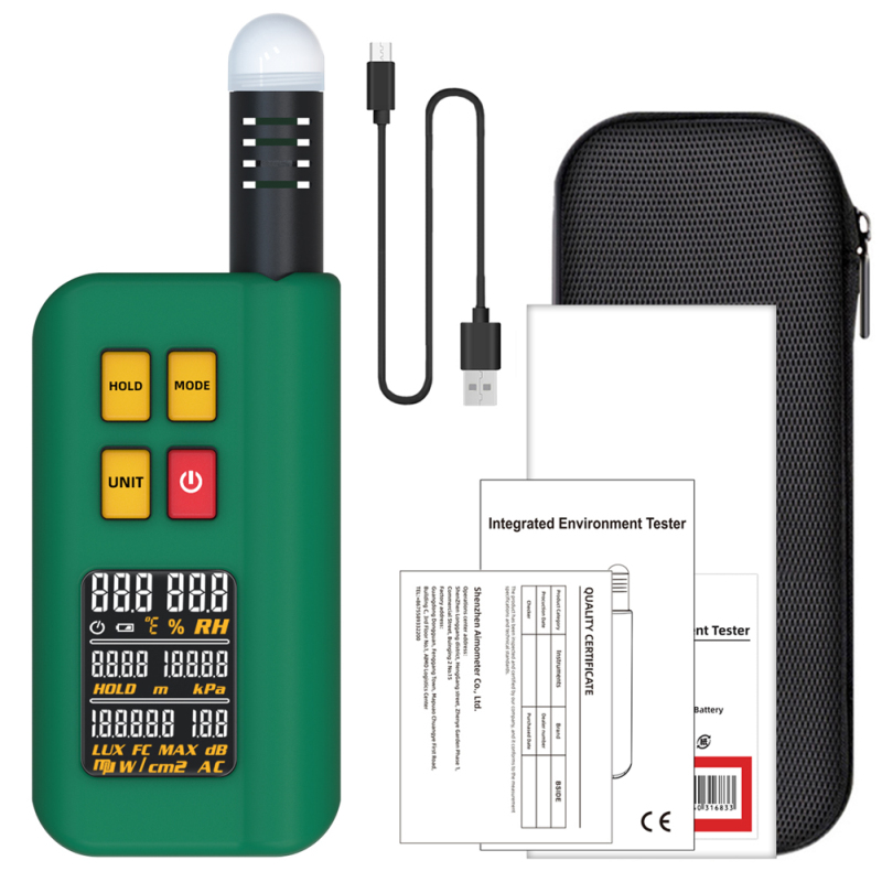 Ambient Tester 4-in-1 Gx1, Thermometer, Hygrometer, Luxmeter, Schallpegelmesser, Digitalbarometer, Digitalanzeige