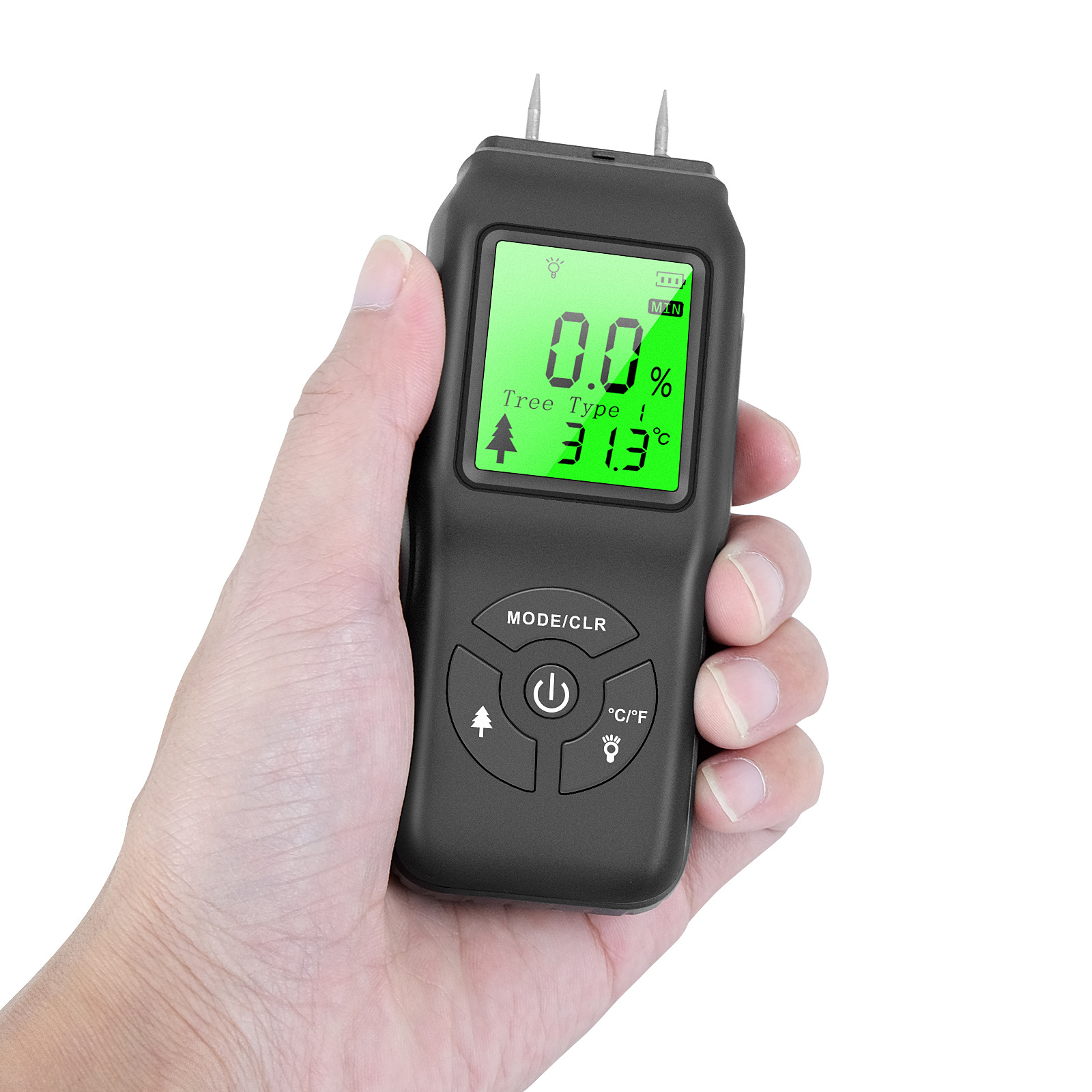 Tragbarer Digitaler Feuchtigkeitsmesser Für Mauerwerk Und Präziser Wasserleckdetektor Mit Hintergrundbeleuchtetem Lcd-display. Nadelfreier Feuchtigkeitstester Für Trockenbau Und Baumaterialien