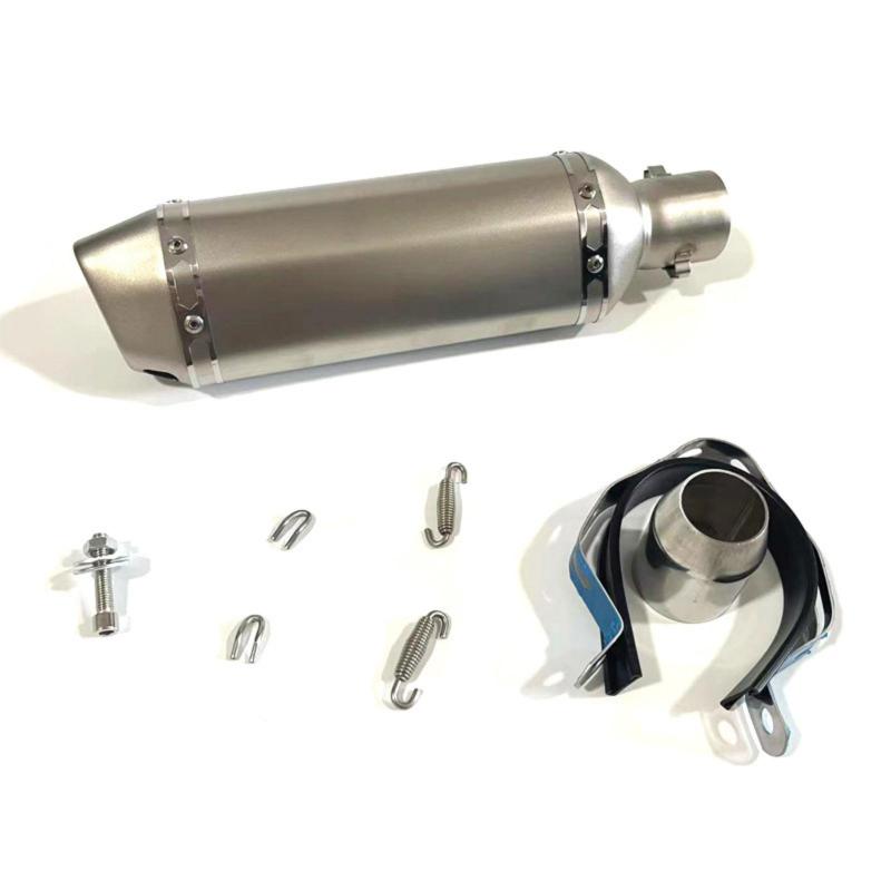 Motorradauspuff, Slip-on-schalldämpfer, 1,5-2 Zoll Einlass, Carbonfaser-optik, Hochtemperaturbeständig, Abgewinkelter Auslass (titanfarbe)