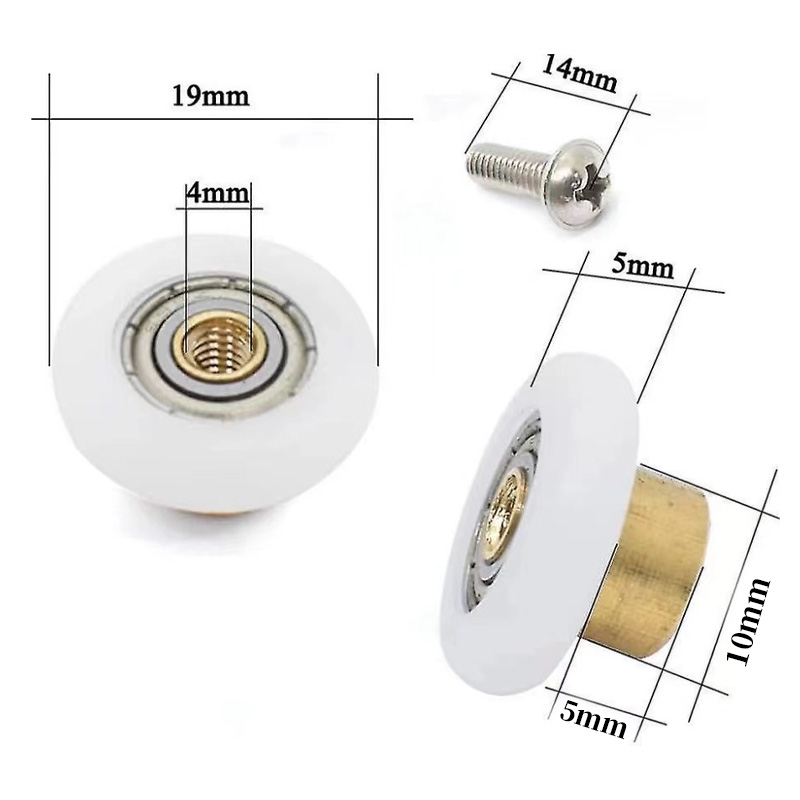 Glattes Set Mit 4 Ersatz-duschtürrädern Für 19 Mm Durchmesser (rollendurchmesser 19 Mm)