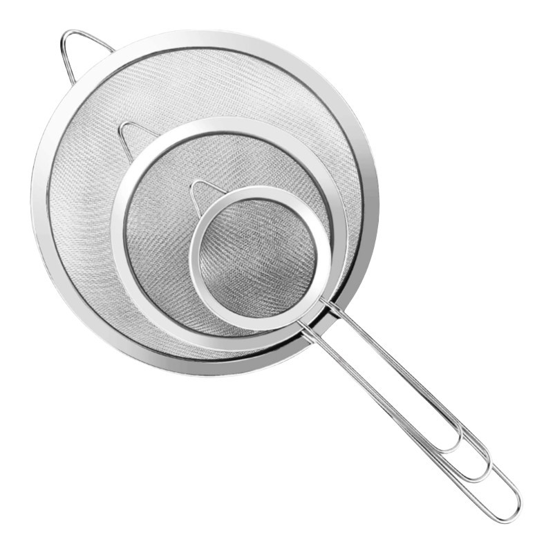 3er-pack Extra Feinmaschiges Sieb Mit Edelstahlgriff Für Küche, Reis, Saft, Quinoa, Lebensmittel, Mehl (breite: 8 Cm/14 Cm/20 Cm)
