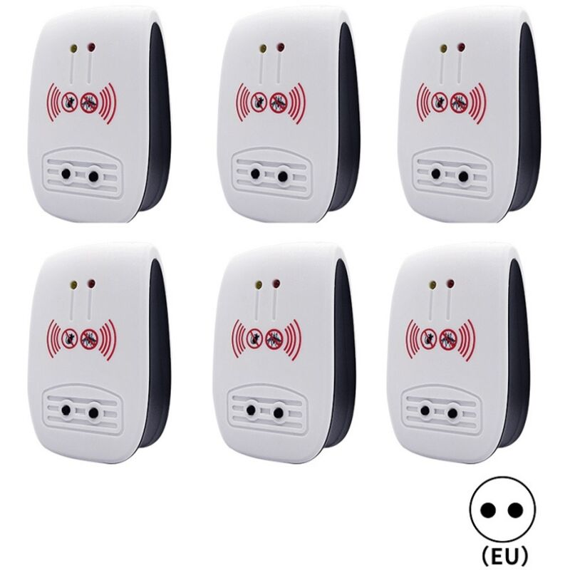 Ultraschall-insektenschutzgerät Für Innenräume, 6 Stück, Gegen Mücken, Mäuse, Ameisen Und Kakerlaken, Eu-stecker -ulisem