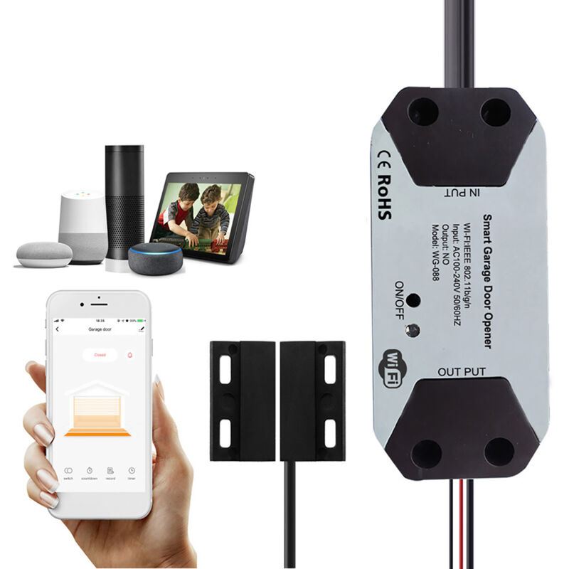 Intelligenter Wlan-garagentoröffner, Steuerung Per Tuya Smart Life App, Drahtlose Sprachfernbedienung Für Türschalterassistent