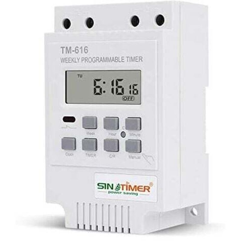 1x Tm616 Timer-relaisschalter, 12-v-timer, Stündlicher Zeitplaner, Elektrischer Wöchentlicher Digitaler Timer-schalter Mit Lcd-digitalanzeige – Weiß