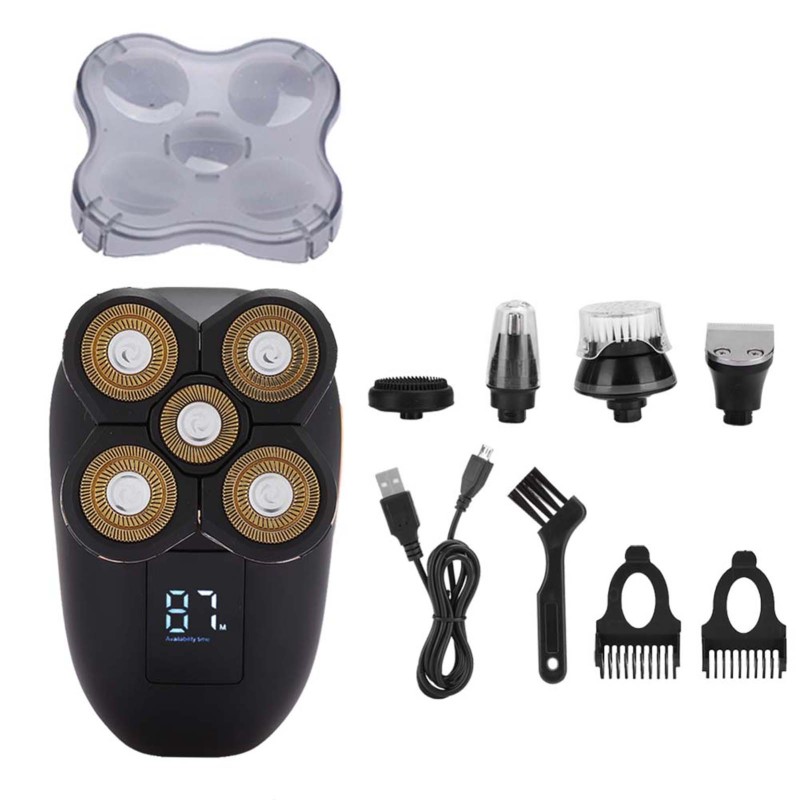 5-in-1 Wasserdichter Elektrorasierer, Haarschneider, Nasenhaartrimmer, Gesichtsreinigungsgerät