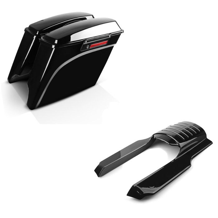 Hartschalen-taschen Kompatibel Mit Harley Davidson Touring 94-13 Verlängert 35ltr Schwarz Schloss + Verlängerung Für Hinteren Kotflügel