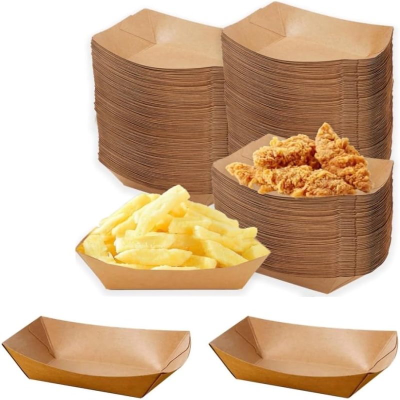Packung Mit 100 Kraftpapier-lebensmittelschalen, Braune Einwegschalen, Körbe Für Tacos, Hotdogs, Popcorn, Snacks, Grillabende, Picknicks, Hochzeiten Und Partys