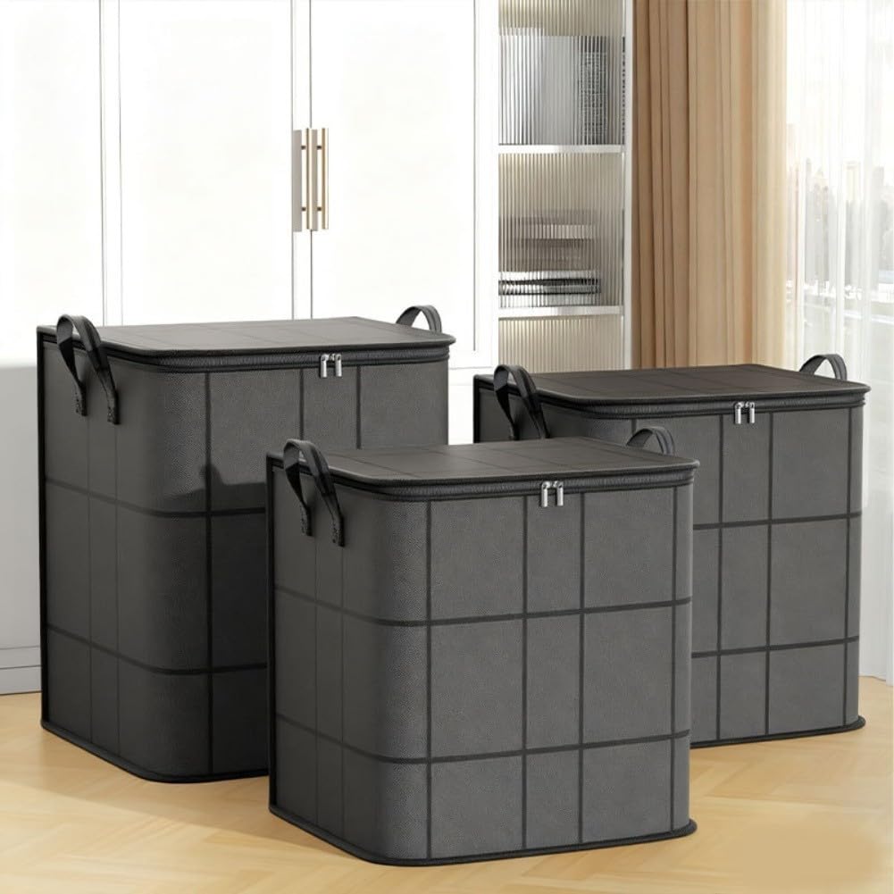 Wasserdichter Aufbewahrungsbeutel Für Kleidung Mit Reißverschluss Und Tragegriffen Für Bettwäsche, Vliesstoff, Saisonaler Organizer, Stapelbar (3 Größen)