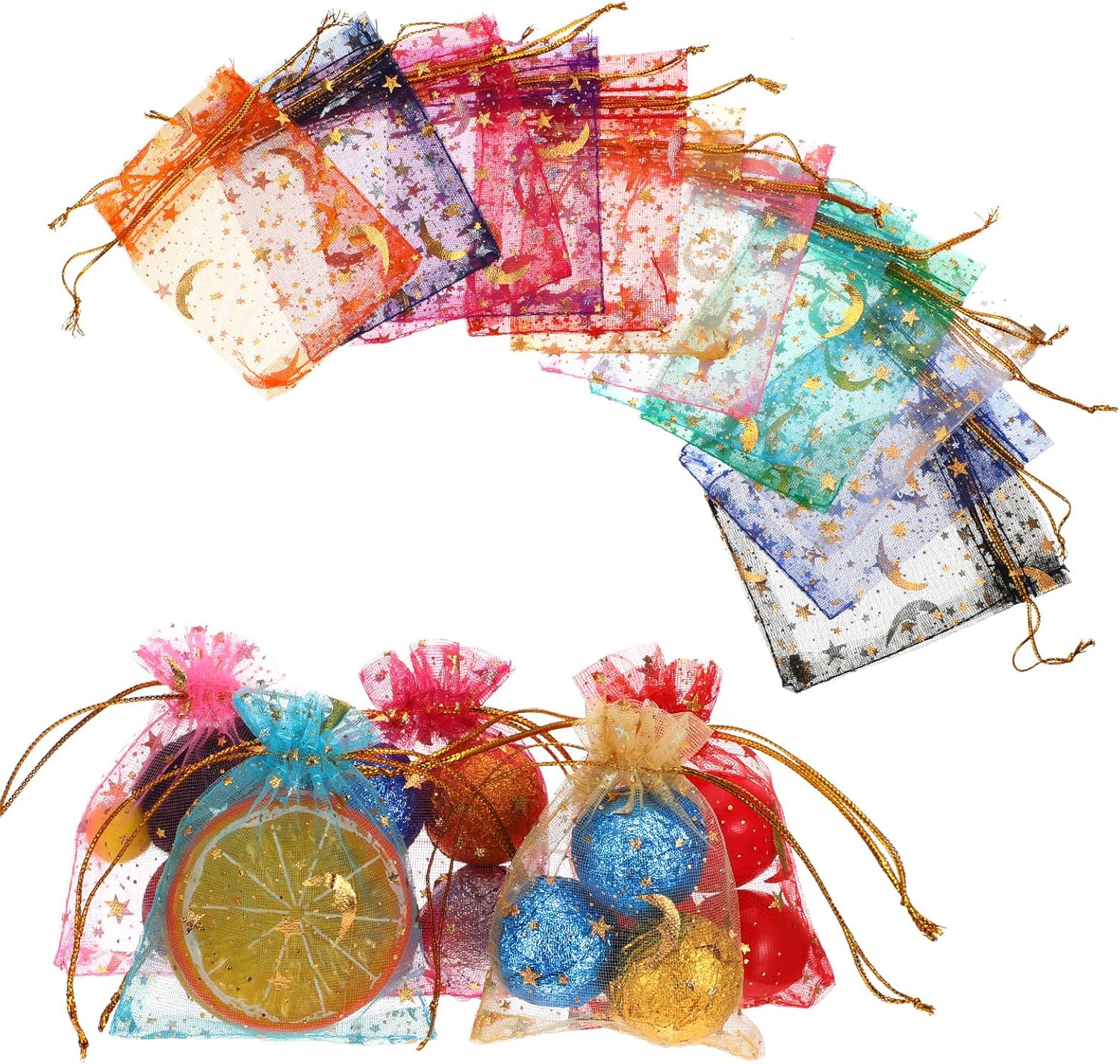 Organzabeutel, 120 Stück, 10 Farben, Organzabeutel Mit Kordelzug, 9 X 7 Cm, Geschenkbeutel, Kleine Beutel Für Hochzeiten, Süßigkeiten, Schmuck, Kristalle, Geburtstage, Gastgeschenke, Diy-bastelarbeite