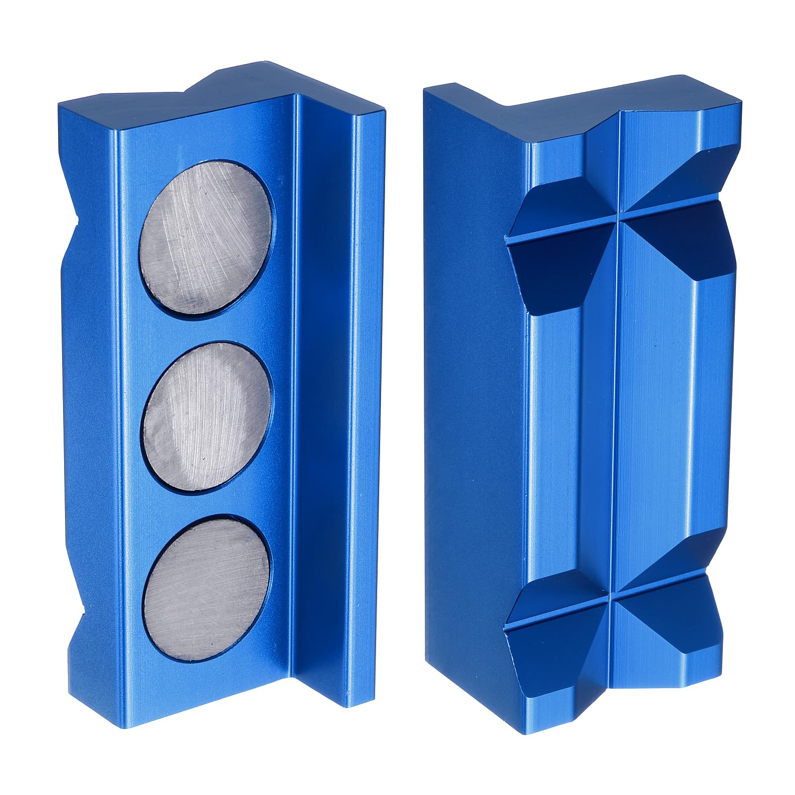 4" Magnetische Schraubstockbacken Mit V-nuten – Mehrzweck-schutzpolster Für Holzbearbeitung, Schmuckherstellung Und Klempnerarbeiten – Blau