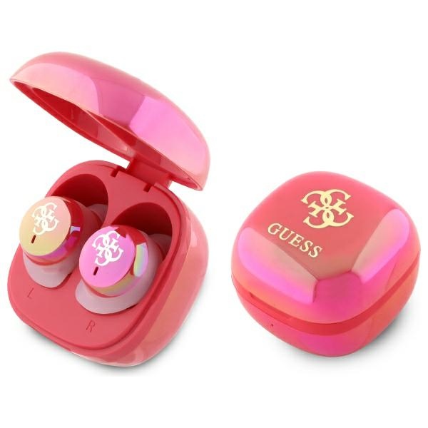 Guess Bluetooth-kopfhörer Gutwsj144esf Tws + Dockingstation Fuchsia/fuchsia Iridescent 4g Gedrucktes Logo