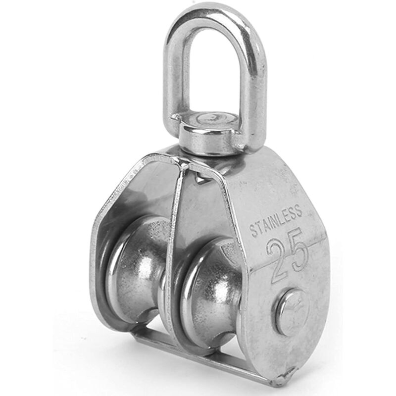 Doppelseilrolle Aus Edelstahl 304, 25 Mm Durchmesser, Silberfarben – 1 Stück